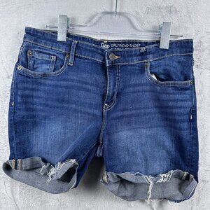 Gap Girlfriend Shorts Denim Stretch Mid Rise Cotton Women's Blue Size 6/28